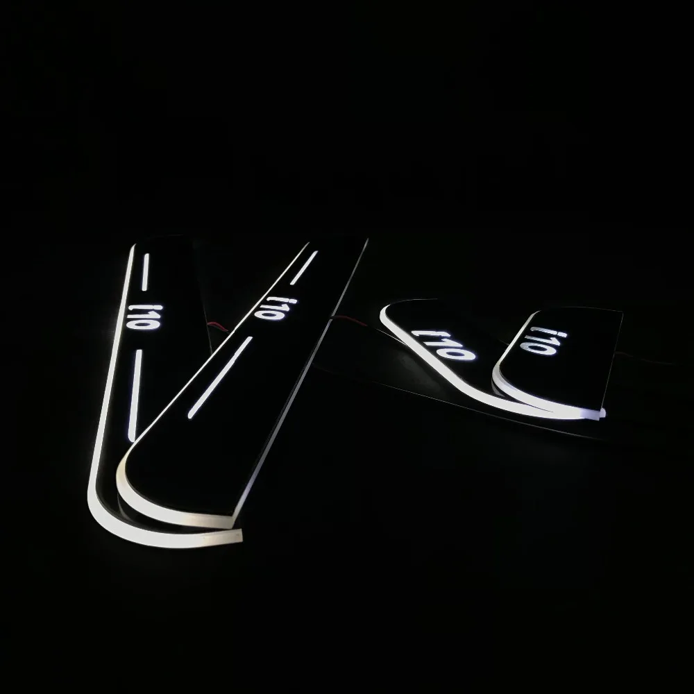 RQXR led движущиеся двери потертости для hyundai grand i10 динамический порог пластина плоская подкладка накладка потока света, 4 шт