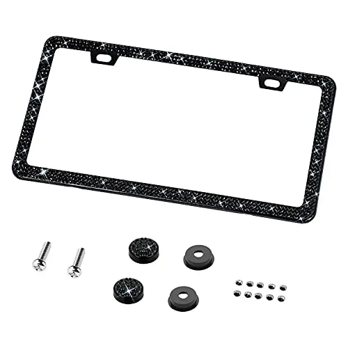 

Bling License Plate Frame for Women, 1PCS Sparkly License Plate Frames| Over 1200 pcs 14 Facets Bedazzled Clear Glass