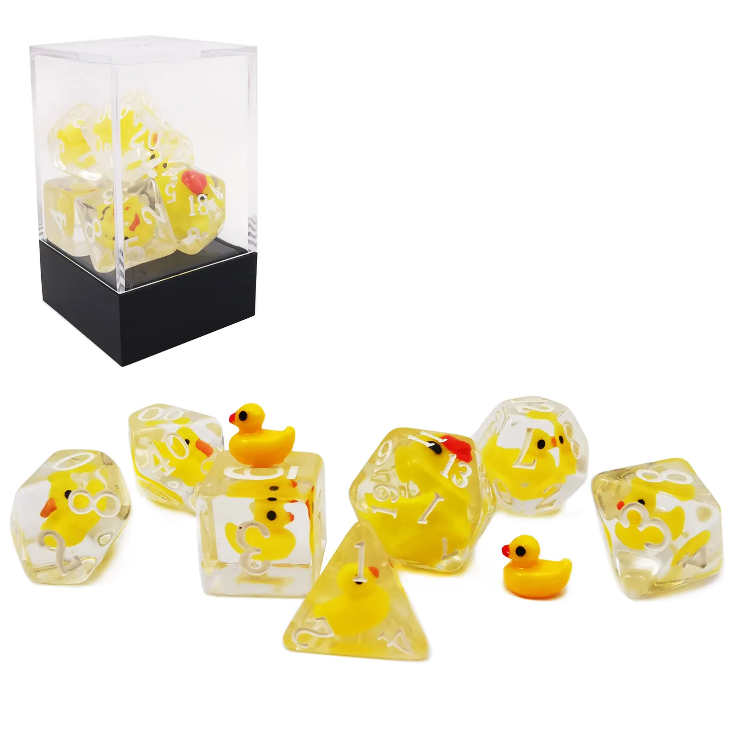 Bescon YellowDuck-Juego de dados RPG, juego de 7, novedad, juego de dados poli&eacute;dricos de pato amarillo-0