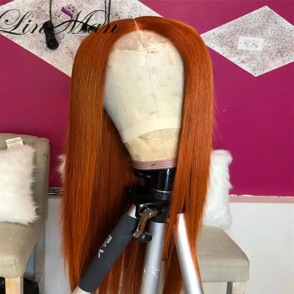 Парики из человеческих волос со шнуровкой спереди шелковистые прямые коричневые