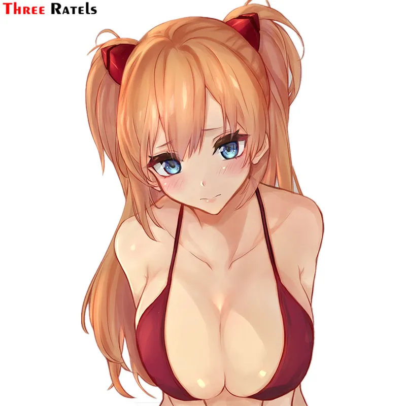 Забавные мультяшные купальники Three Ratels F341 Souryuu Asuka Langley наклейки для скейтборда