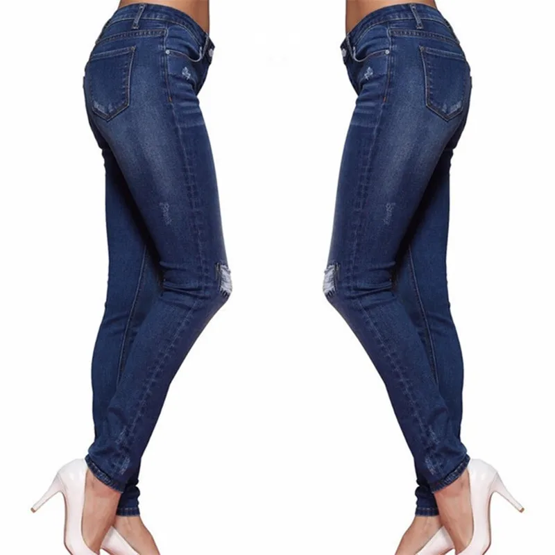 

Women's New Hole Jeans Feet Pants Denim Trousers Women