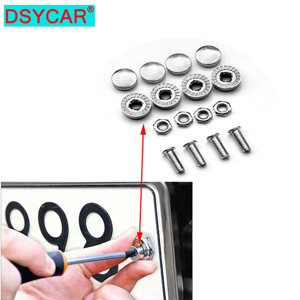 

DSYCAR 1 комплект хромированных противоугонных винтов, болты для номерного знака автомобиля, винты рамы