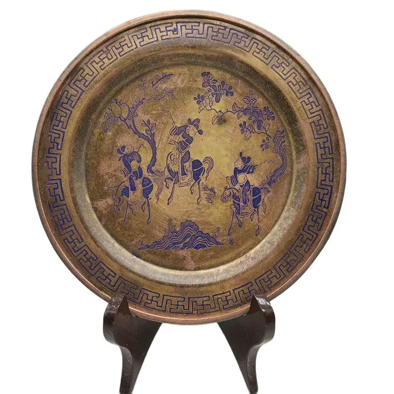 

Chinese brass plate figure hunting display