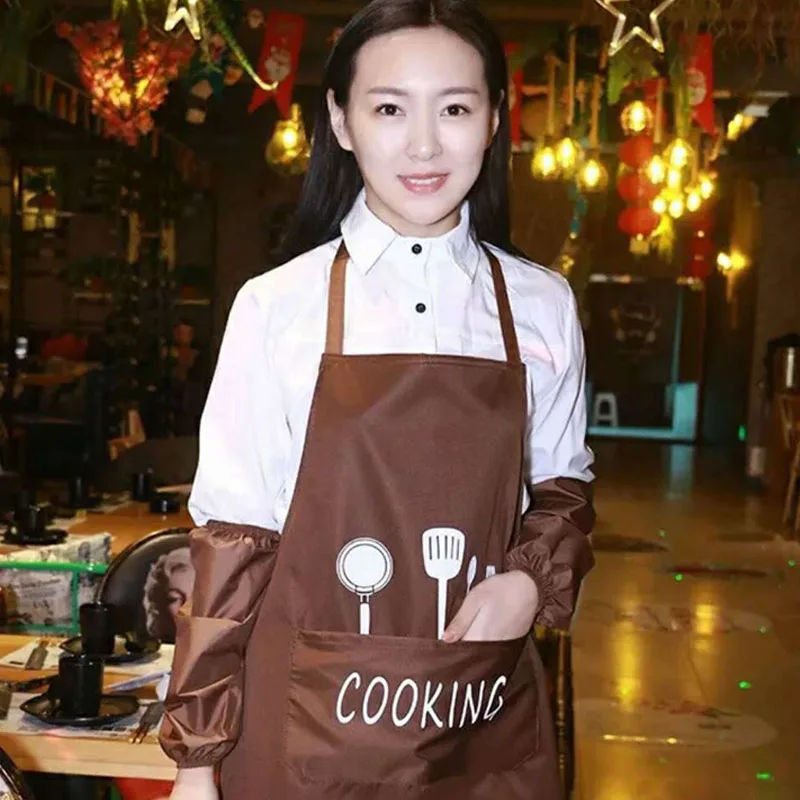 Женский водонепроницаемый маслостойкий фартук кухонный Регулируемый Карманный