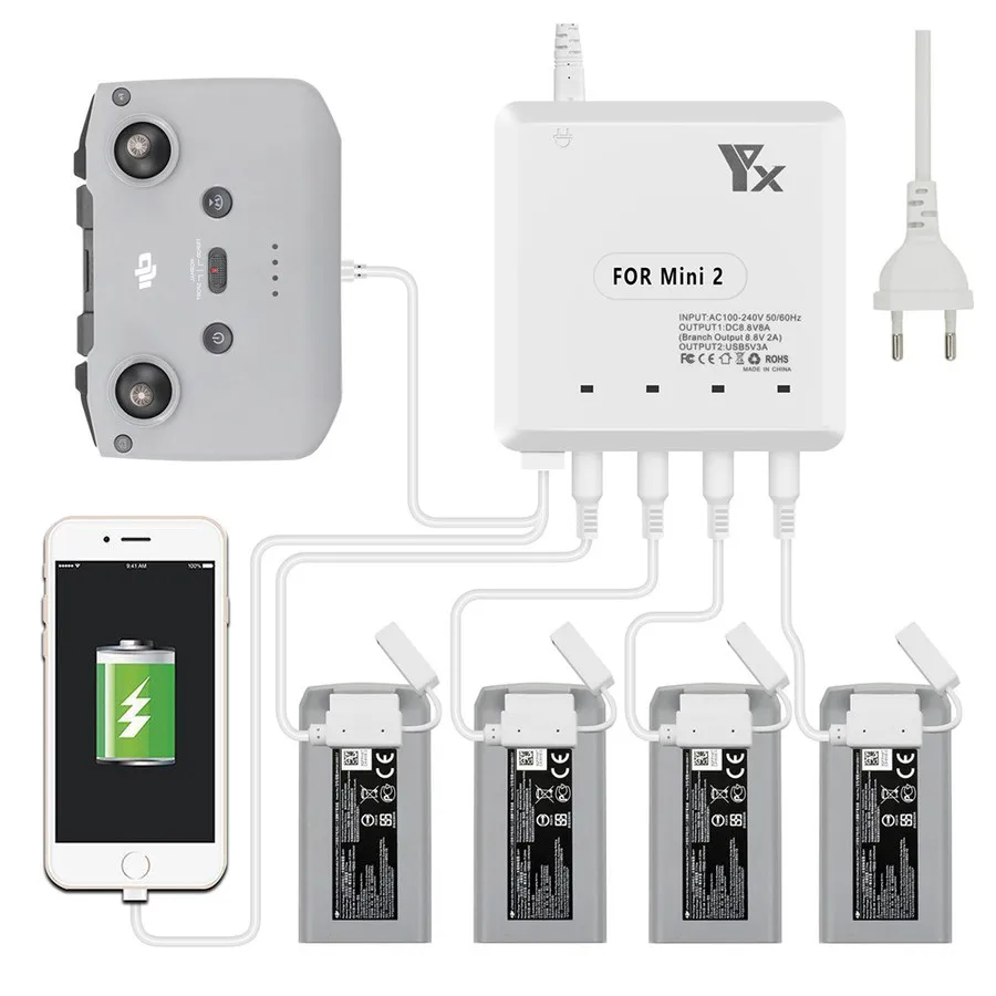

Drone Battery Charger DJI Mavic Mini 2 Battery Fast Smart Charger with USB Port for DJI Mini 2 Remote & Battery Accessories