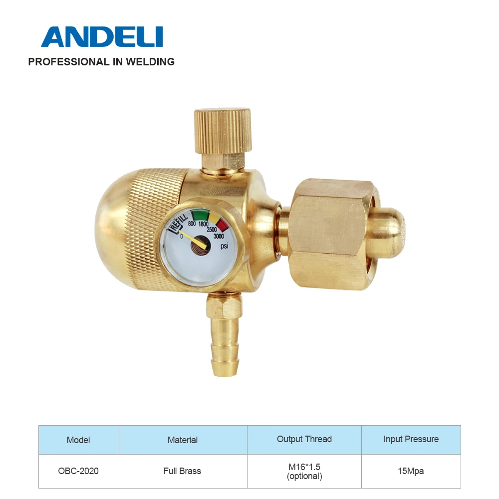 ANDELI OBC 2020 счетчик сварочного газа полностью медный аргоновый регулятор давления