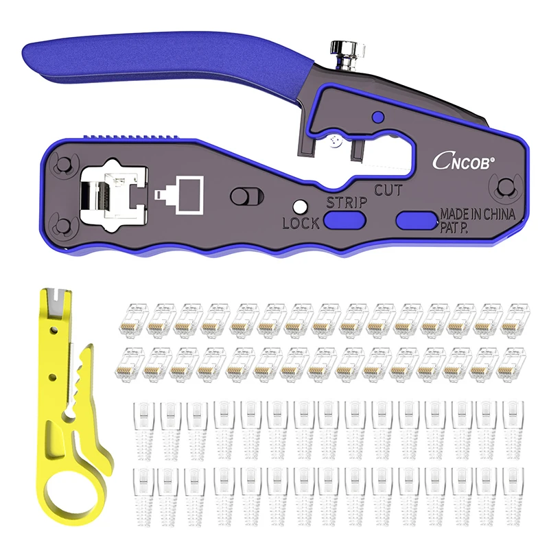 Сетевой обжимной инструмент CNCOB RJ45 Cat6 Cat5 кабель Ethernet передача через прозрачную