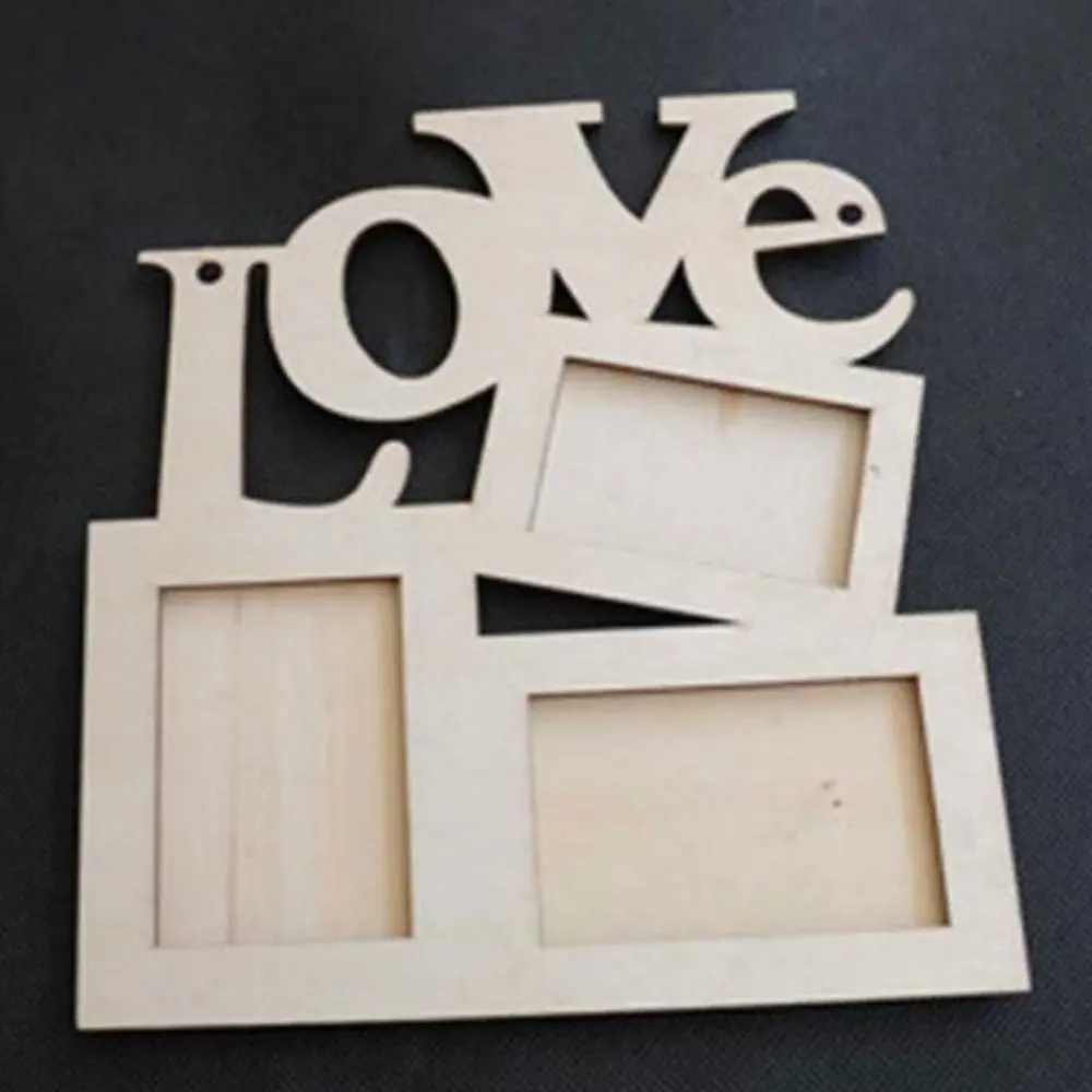 square style DIY полый любовь рамка деревянные буквы 3 рамка для фотографий и картин белая основа Искусство DIY семейная фоторамка для украшения дома - Цвет: square style