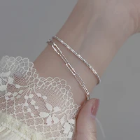 fashion minimalism chain strip double deck bracelet sets high quality silver bracelet for women wedding gift jewelry accessoires