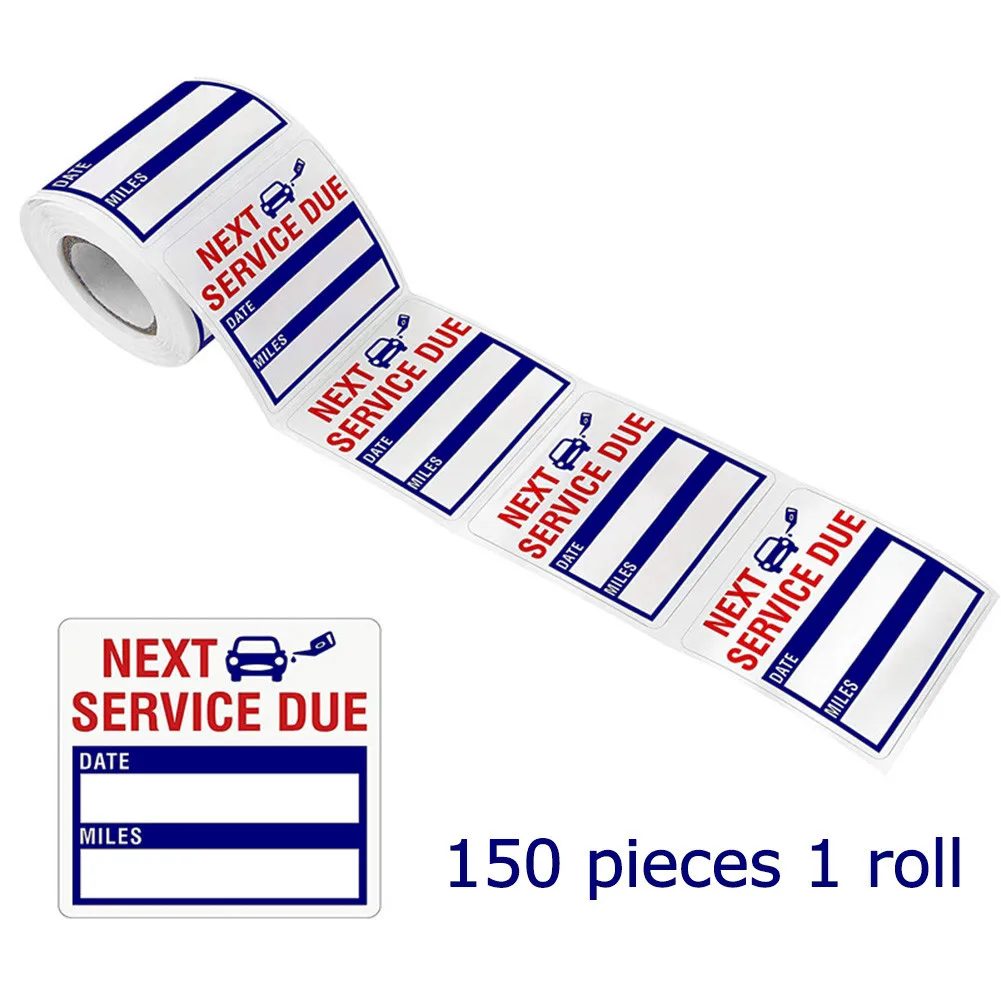 

150PCS/Roll Car Oil Change Service Reminder Stickers Clear Window Lite Sticker Pack Auto Maintenance Time Sticker 2*2inch