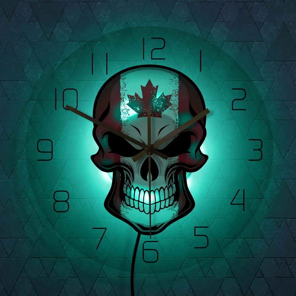 Настенные часы с канадским черепом Современный Настенный декор в стиле милитари