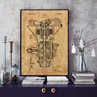 Патент коробки передач, античный плакат, детали двигателя автомобиля, холст, живопись, настенная художественная схема, печатные картины, домашний декор