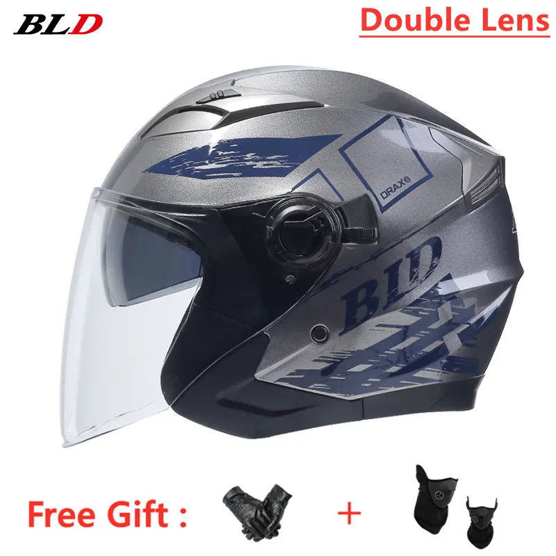 Мотоциклетные шлемы BLD с открытым лицом двойные линзы винтажные четыре сезона