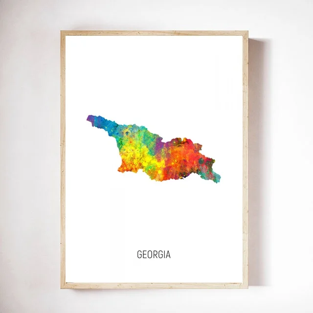 

Карта Джорджии Акварельная Художественная печать холст плакат