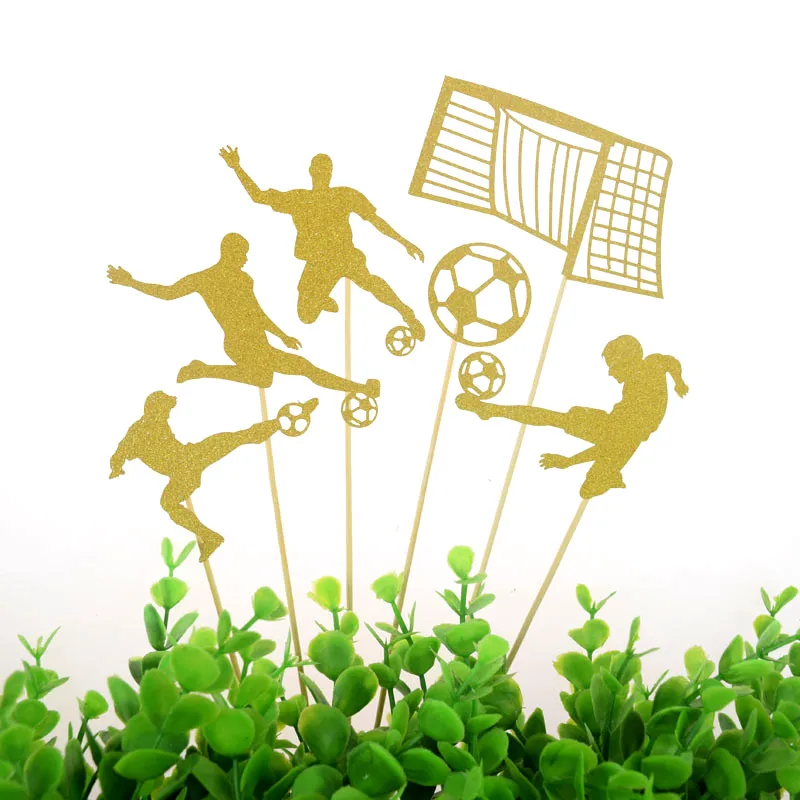 Торт Топперы флаги Футбол Дети День рождения черные украшения для кексов