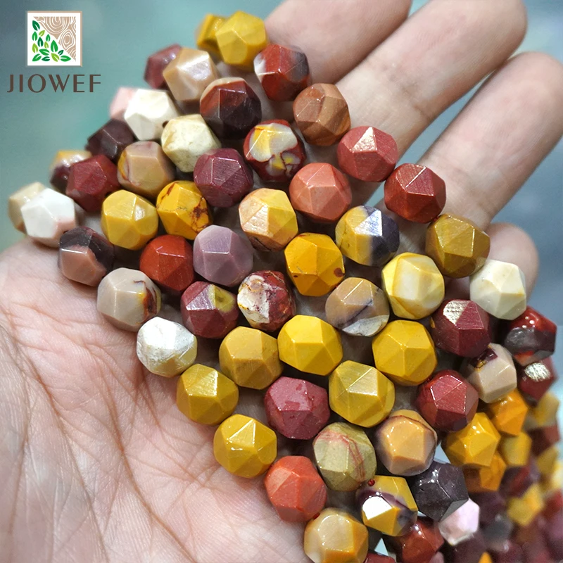 

Натуральный Гладкий граненый мукаит, яичный желток, каменные распорки, свободные бусины, бриллиантовые серьги, 14 дюймов, нить 6, 8, 10 мм