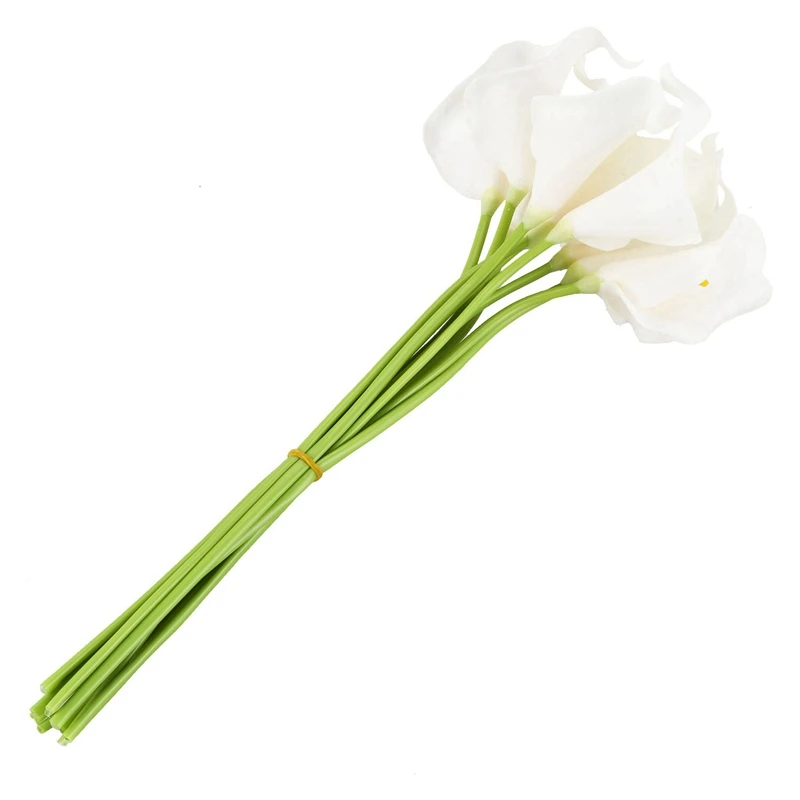 

Calla Lily Свадебный букет для невесты, 10 головок, латексные, настоящие на ощупь KC51, белый