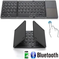 smart folding 64 keys office keyboard bluetooth compatible wireless rechargeable keypad with touch pad for pc android ios tablet