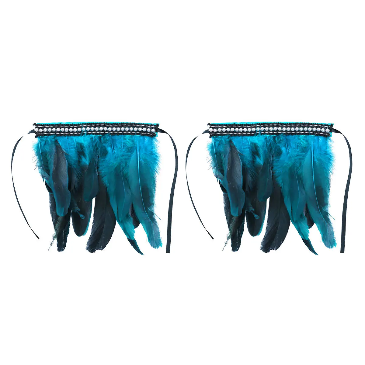 Манжеты на запястье из перьев MSemis 1 пара искусственный жемчуг/кружево настоящий