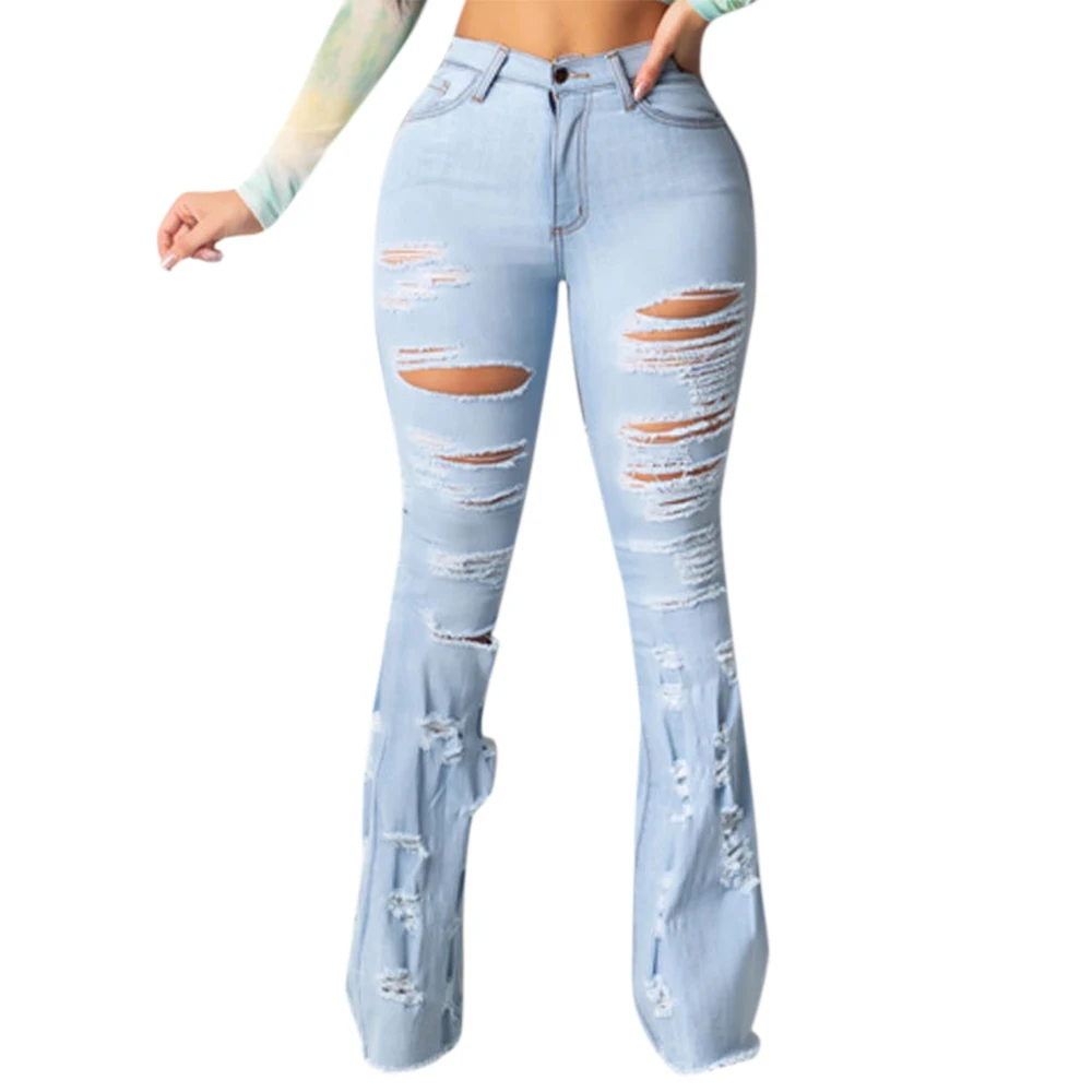 

Jeans Woman Light blue Sexy Hole Denim Pants Women clothing Summer Casual Pants Women Casual Pants High Waist Jeans