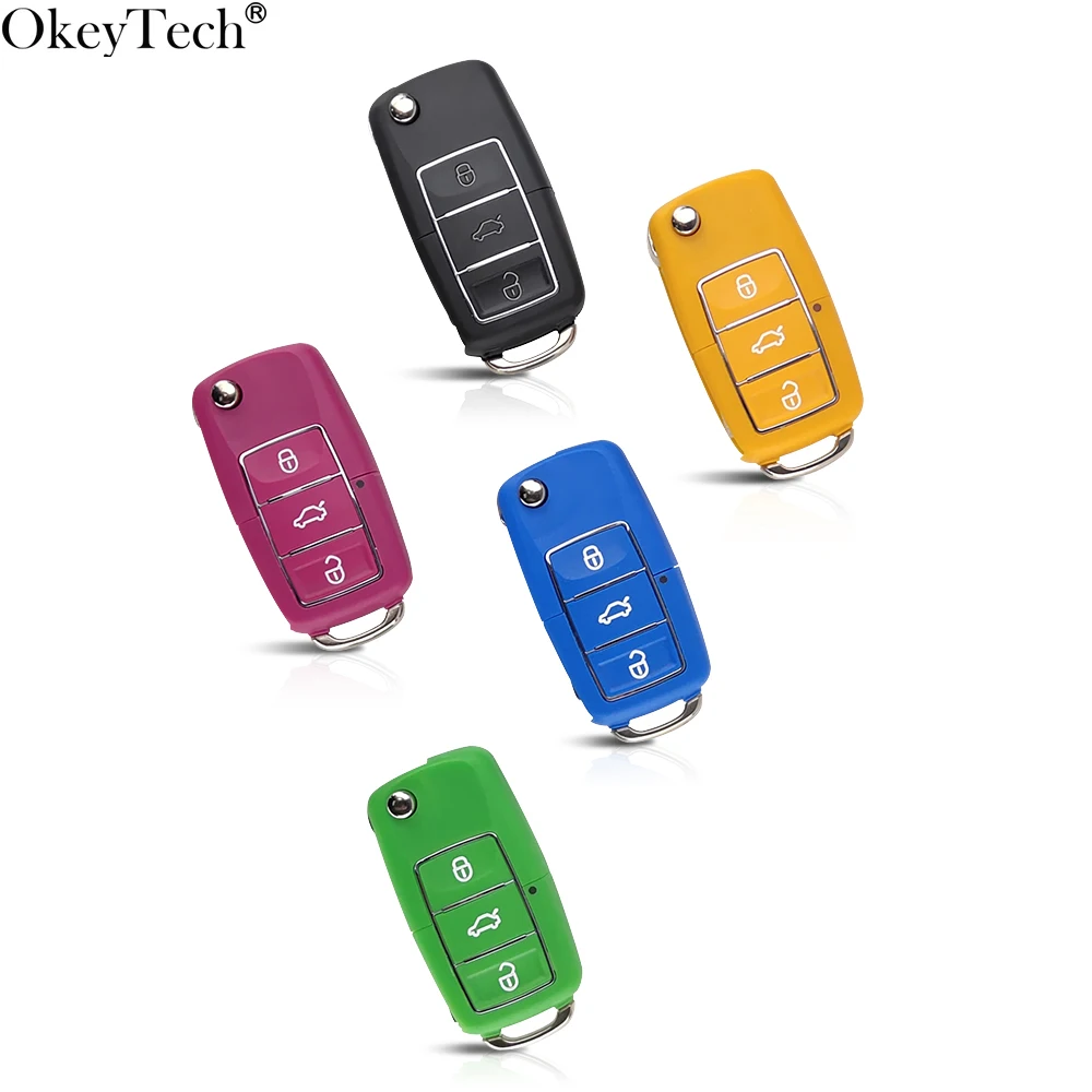 Откидной Чехол Okeytech для автомобильного ключа пульта Volkswagen Seat For Skoda Golf Passat Beetle Polo