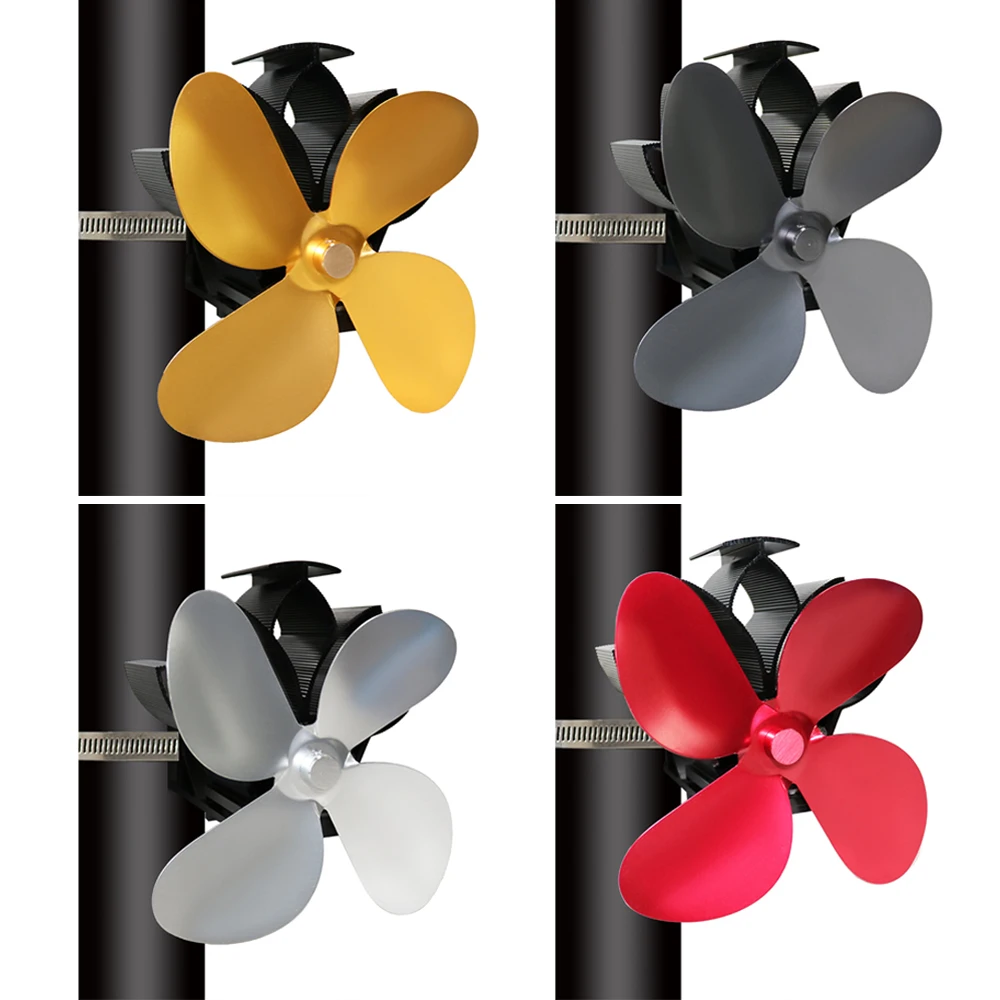 

4 Blades Stove Fan Wall-mounted Heat Powered Stove Fan Log Wood Burner Ecofan Quiet Home Fireplace