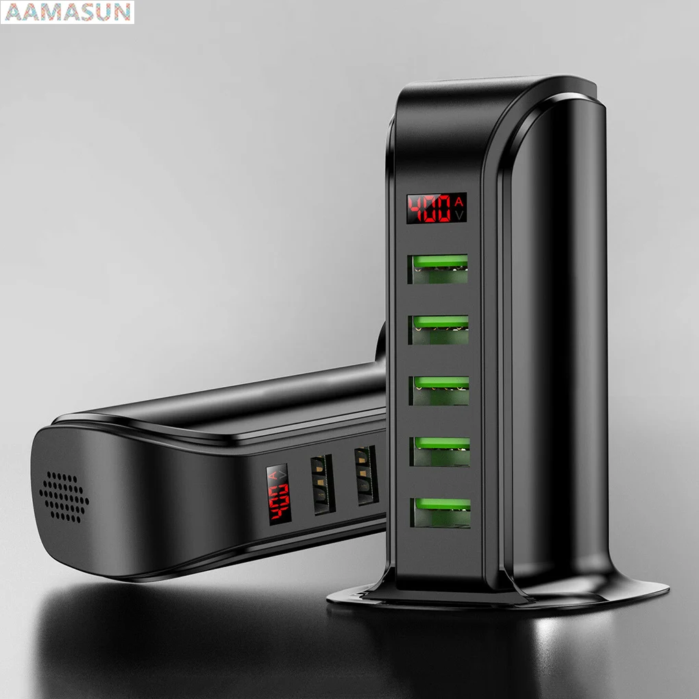 

5 Port USB Charger HUB LED Display Multi USB Charging Station Dock Universal Mobile Phone Desktop Wall Home EU UK Plug