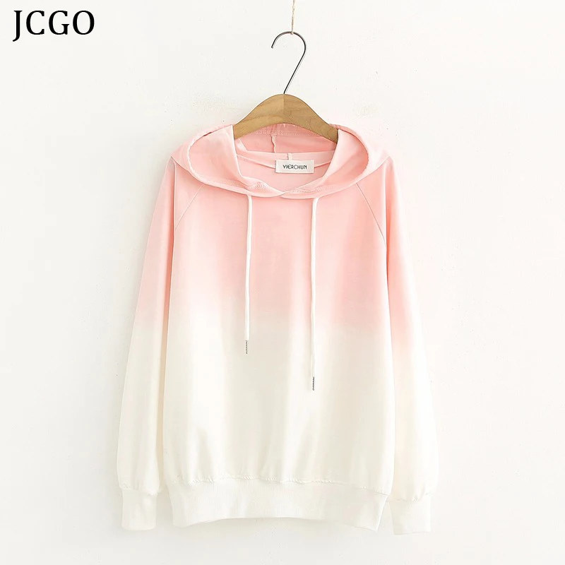 JCGO женские толстовки в стиле хип хоп пуловер с капюшоном и градиентным принтом