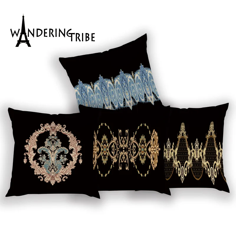 

Retro Cushion Cover Geometric Decoration Pillow Case Polyester Cushions Coversflower Pattern Sofa Car Pillows Case45*45Cm Kissen