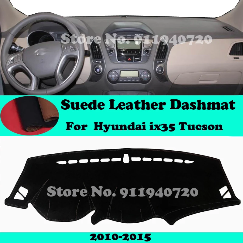 

Для Hyundai ix35 Tucson 2010 2011 2012-2015 замшевый кожаный коврик для приборной панели аксессуары для стайлинга автомобиля