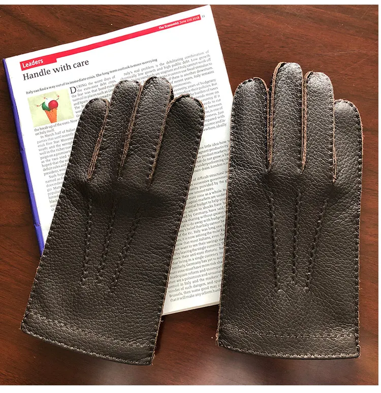 Мужские кожаные перчатки из оленьей кожи