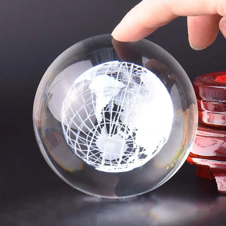 

8cm Laser Engraved Solar System Ball 3D Miniature Planets Model Sphere Glass Globe Crystal ball Decor Gift Office Decoration