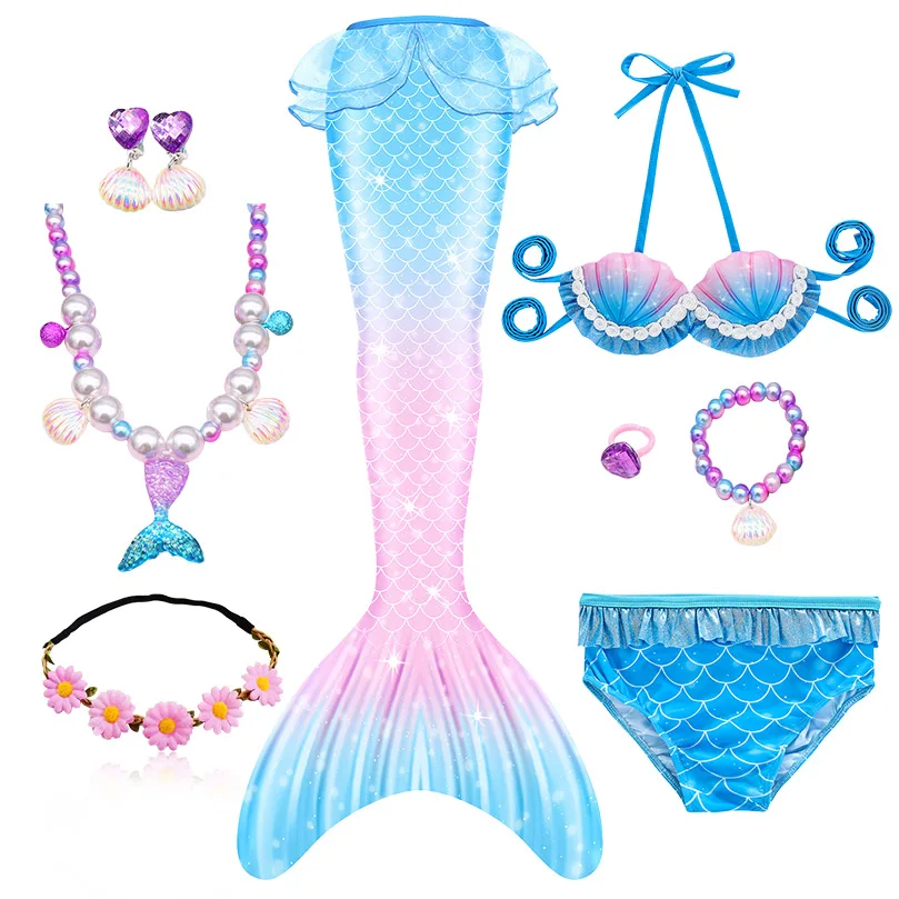 

New Mermaid Tail for Swimming Halloween Cosplay Costume for Girls Beach Clothes Mermaid Swimsuit Swimmable Birthday Gifts