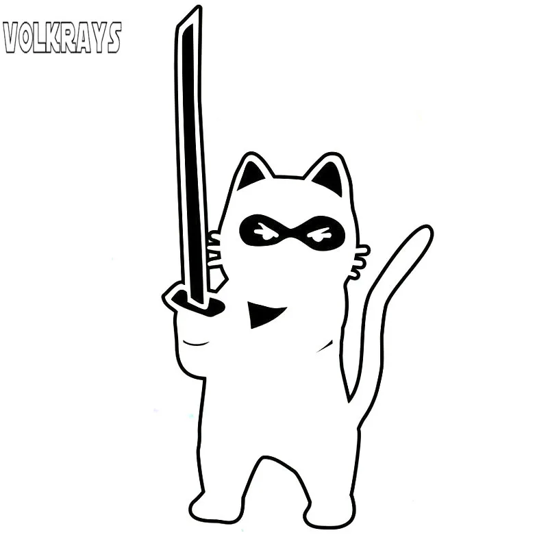 Виниловая наклейка Volkrays мультяшная для автомобиля милый ниндзя кошка катана
