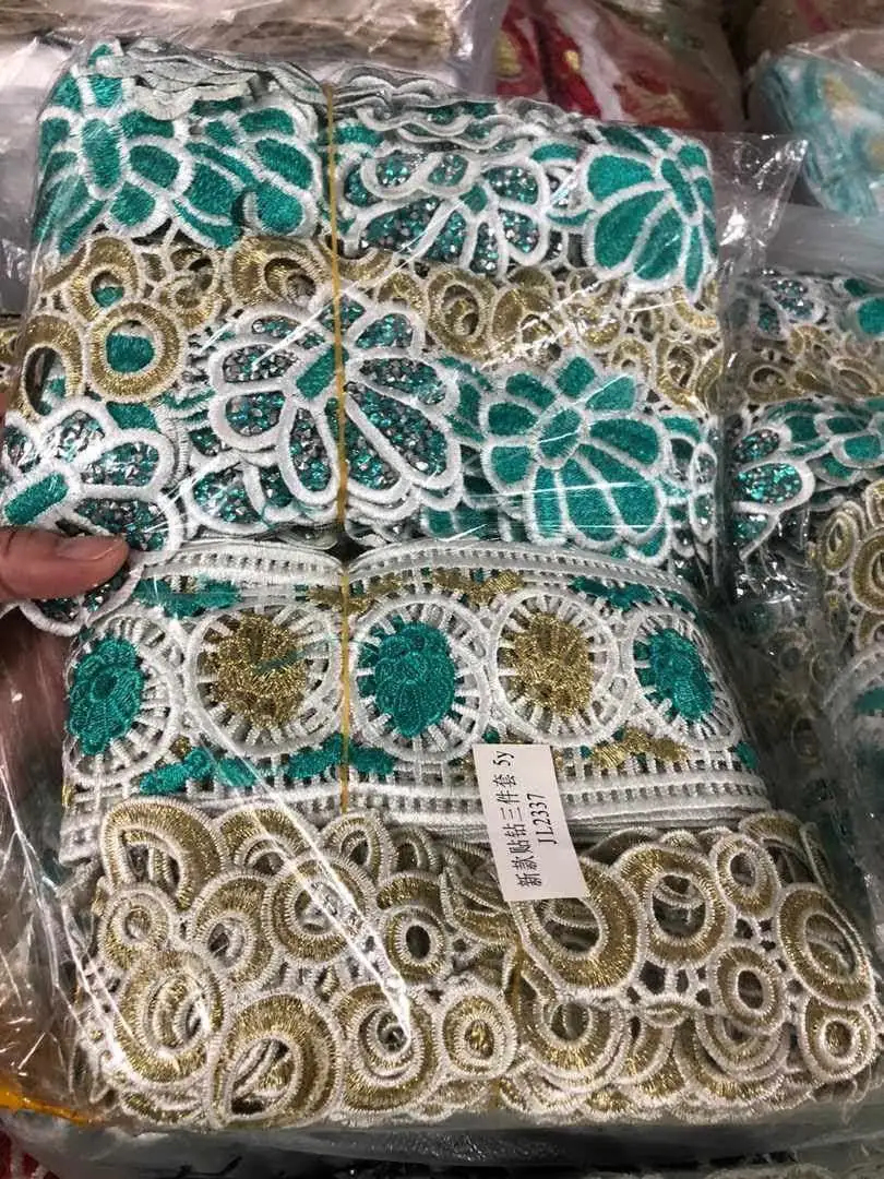 5 ярдов каждого папы мамы дети Цветочные Стразы кружевная отделка вышивка