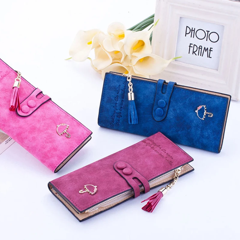 

Women Fashion Wallets Long Hasp Clutch Leather Tassel Zipper Female Purse With Umbrella Card Holder Coin Money Bag 2021 New