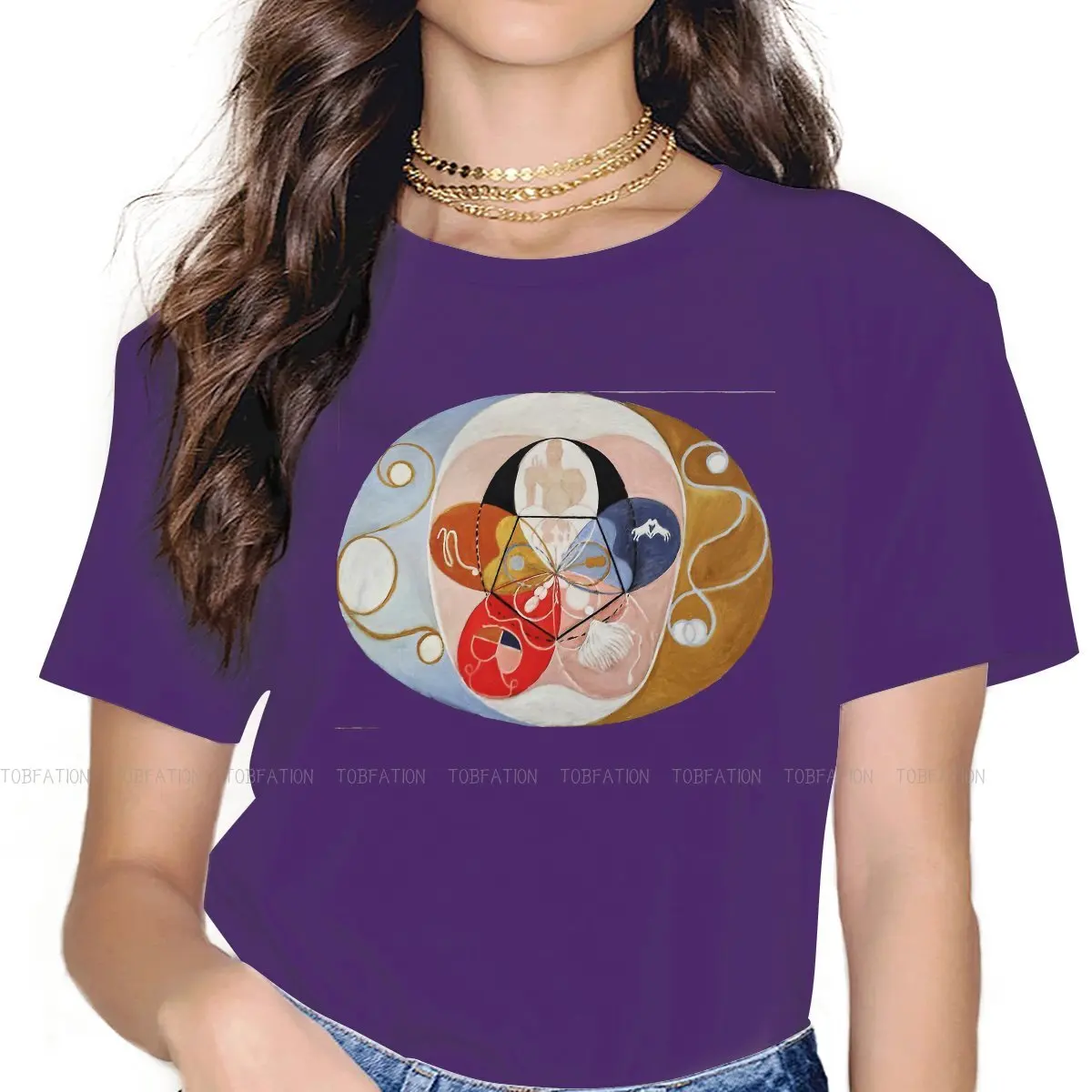 

Circle Casual TShirt Impressionism Printing Tops Casual T Shirt Girl Unique 4XL