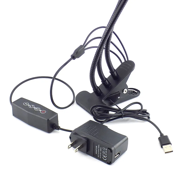 USB светодиодный завод зеленый 3-Фара расти номер Регулируемая светильник для