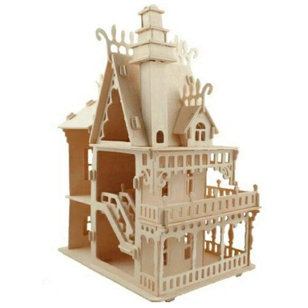 3D Adult Wooden Kids Gift DIY Handcraft Construction Educational Children Miniature Model Building Kits Victorian Doll House | Игрушки и