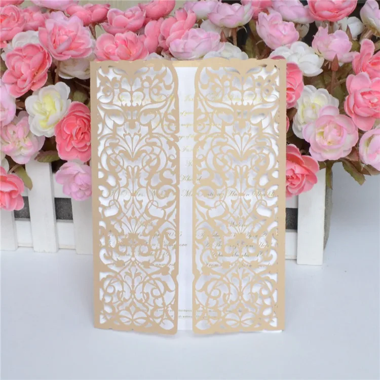 light brown pearl 50 штук металлическая Золотая лазерная резка роскошные свадебные приглашения - Цвет: light brown pearl