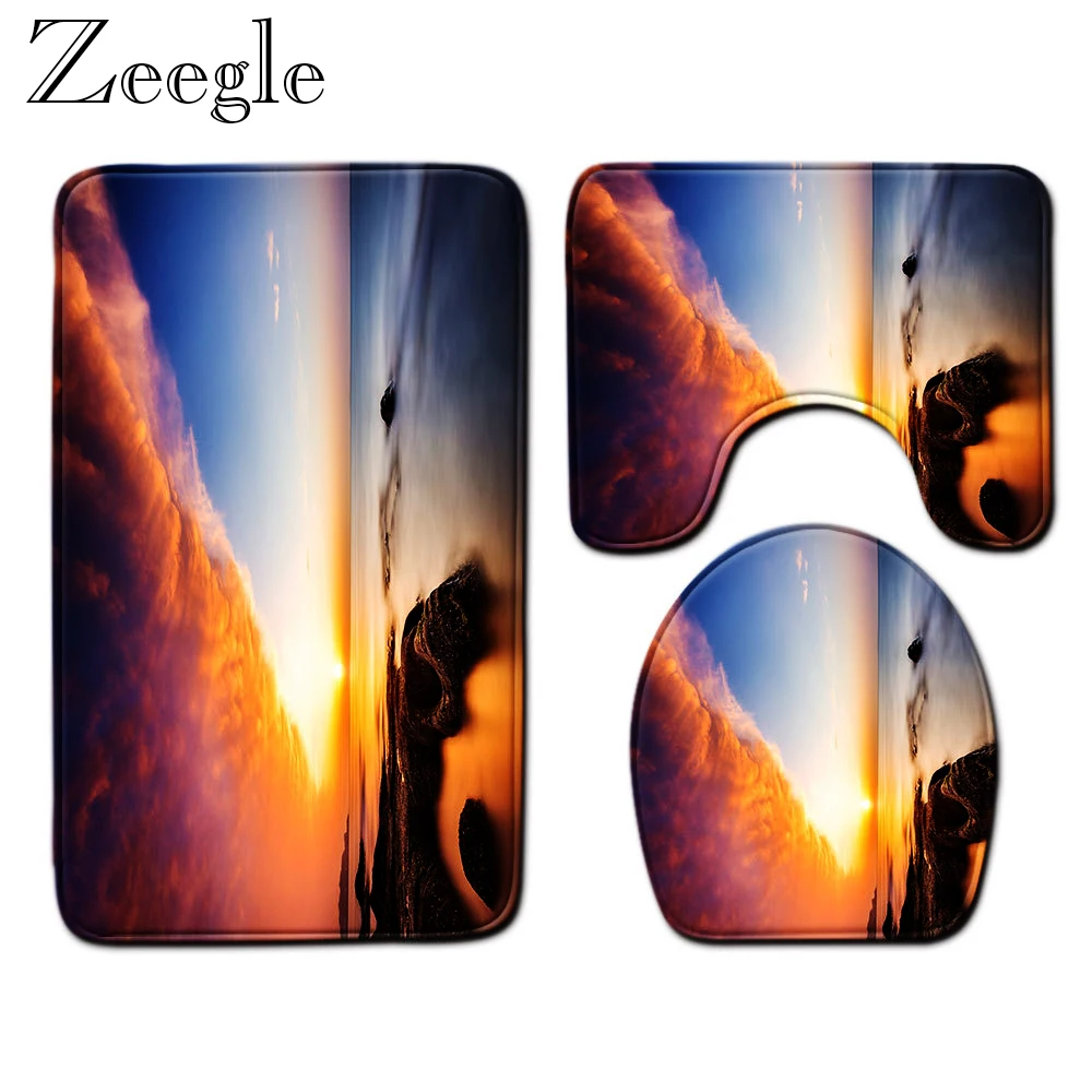 3 шт. Ванная комната ковролин комплект абсорбент туалет пьедестал коврик для ног