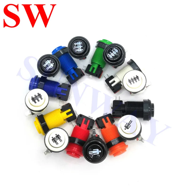 1 шт./лот игровая кнопка Аркада фиолетовая Happ американского стиля длинная с переключателем 8 цветов на выбор многопользовательская игра MAME Jamma.