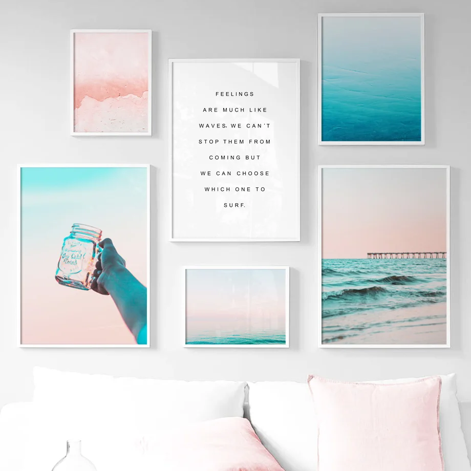 Шор пляж волна чашка морской воды стены Художественная печать холст живопись