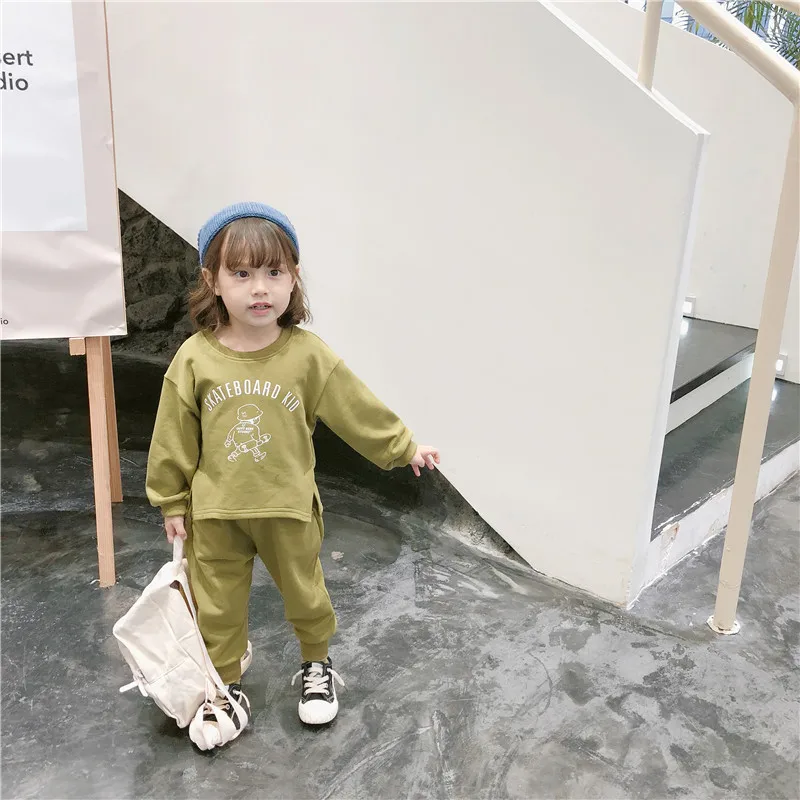 Новинка осени 2019 комплекты одежды в Корейском стиле Повседневная Толстовка с