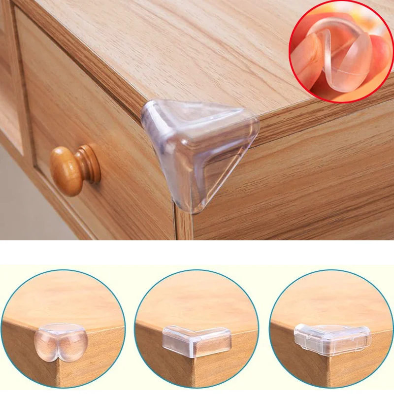 4 unids/set beb&eacute; de silicona de seguridad de esquinas Protector Anti &aacute;ngulo de colisi&oacute;n protecci&oacute;n cubierta protecciones de borde de esquina transparente-0