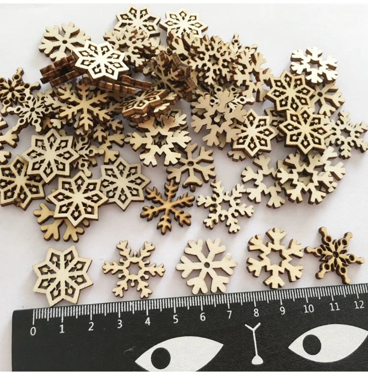 50 шт. деревянные рождественские снежинки DIY рождественские украшения для дома мини-елочные украшения Рождественский подарок с новогодним декором
