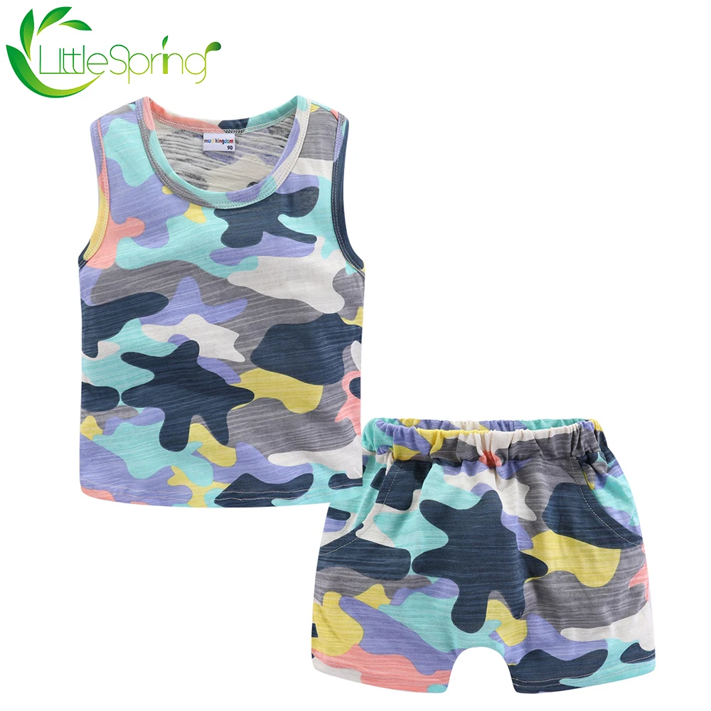 LittleSpring костюмы для мальчиков ясельного возраста камуфляжные хлопковые