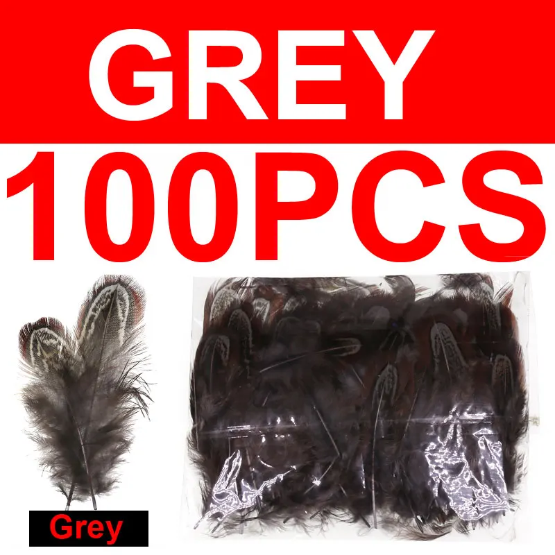 100pcs grey Bimoo 100 шт./упак. муха завязывание Partridge перо Caddis летающие крылья мягкие Hackle мокрые мушки соленой воды тройные Крючки материалы для связывания - Цвет: 100pcs grey