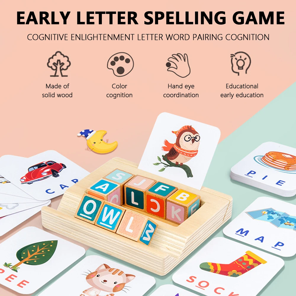 

Деревянные подходящие буквы для правописания игрушка для когнитивного правописания игрушка с искусственными образовательными элементами...